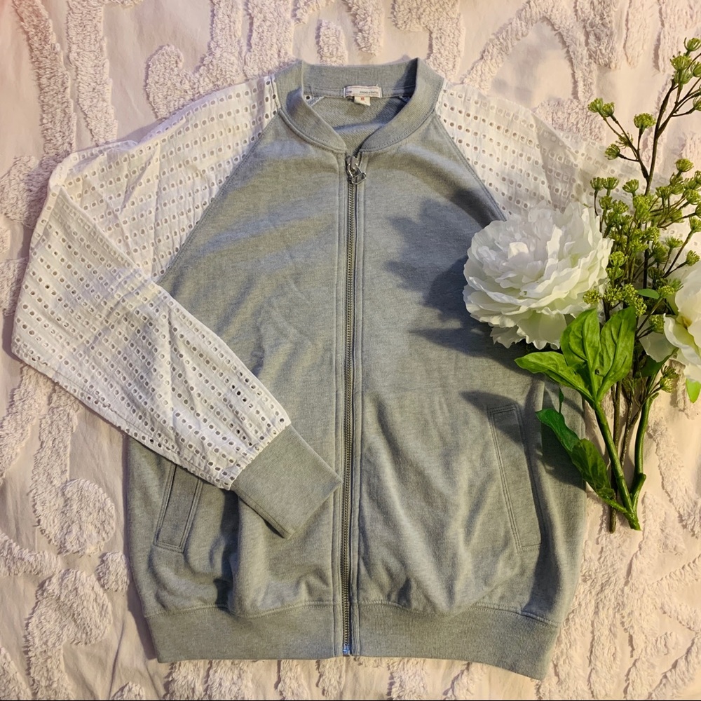 Gap Grey and White Bomber Jacket